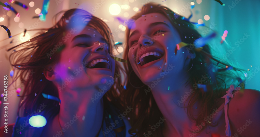 Beautiful young women celebrating having fun at a party, joyful Party Time: Beautiful Young Women Celebrating and Having Fun Beautiful young women celebrating having fun at a party, joyful Party Time: Beautiful Young Women Celebrating and Having Fun