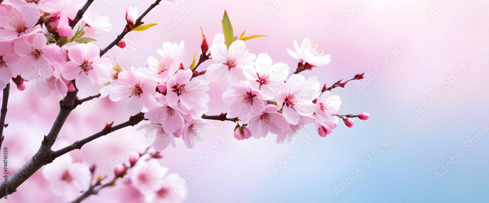Obraz premium Pink japanese cherry blossoms in spring