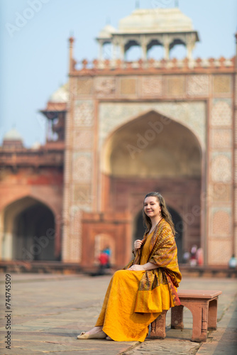 Woman on vacation in India