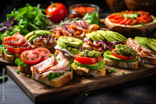 Artistically Arranged Rustic Board of Delicious and Healthy Gluten-Free Sandwiches