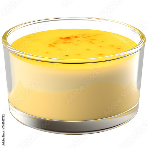 mango flavor custard in a glass bowl PNG