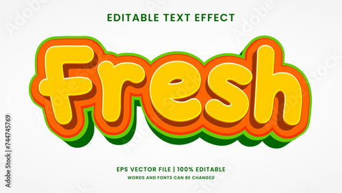 Fresh 3d editable text effect cartoon style