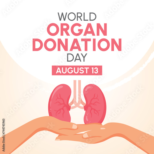 World organ donation day with Kidney for transplantation, saving lives, social media post, banner, poster, artwork, vector illustration