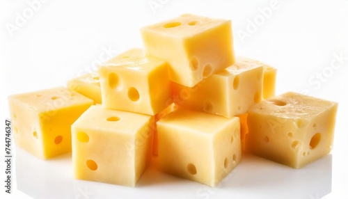 swiss cheese cubes isolated
