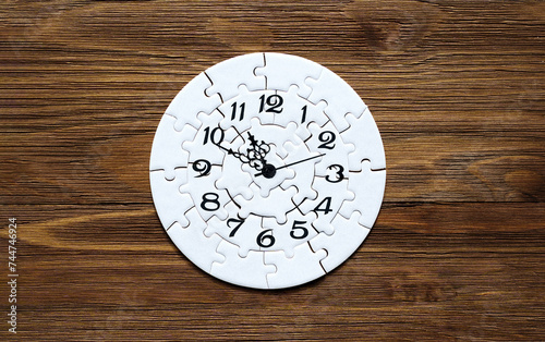 Clock Face Puzzle on Wooden Table