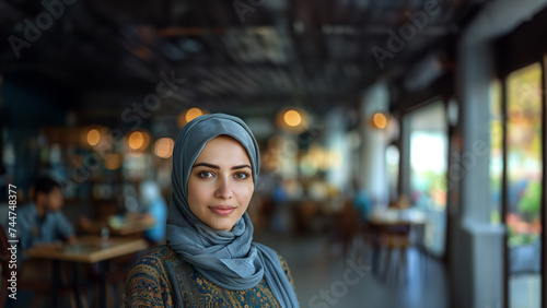 a portrait of a beautiful woman of the Muslim faith