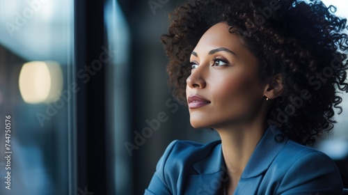 African-American Businesswoman Looking Forward with Aspiration. © Oksana Smyshliaeva