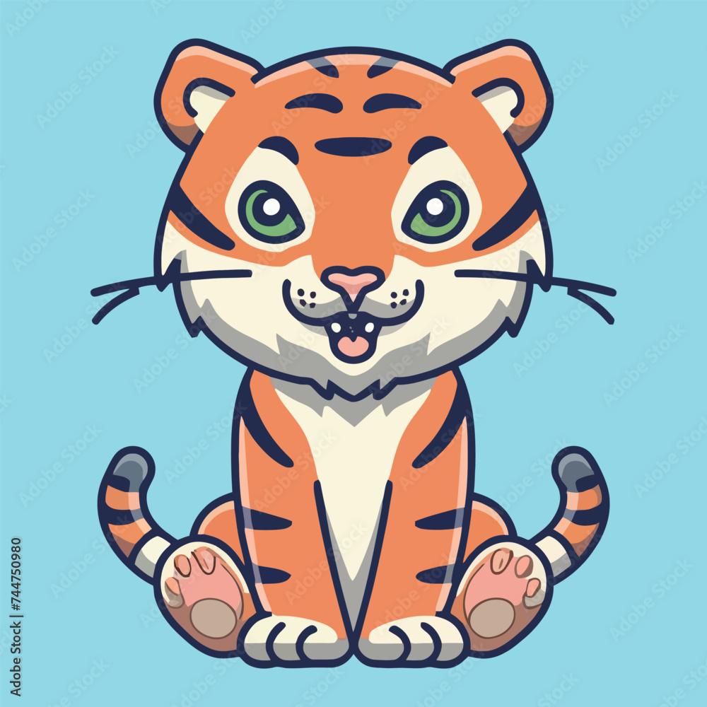 Fototapeta premium cute cat animal drawing cartoon illustration