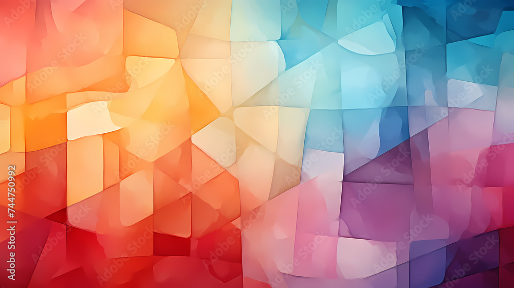 Obraz premium Abstract geometric block wall in warm and cold contrasting colors, abstract geometric background