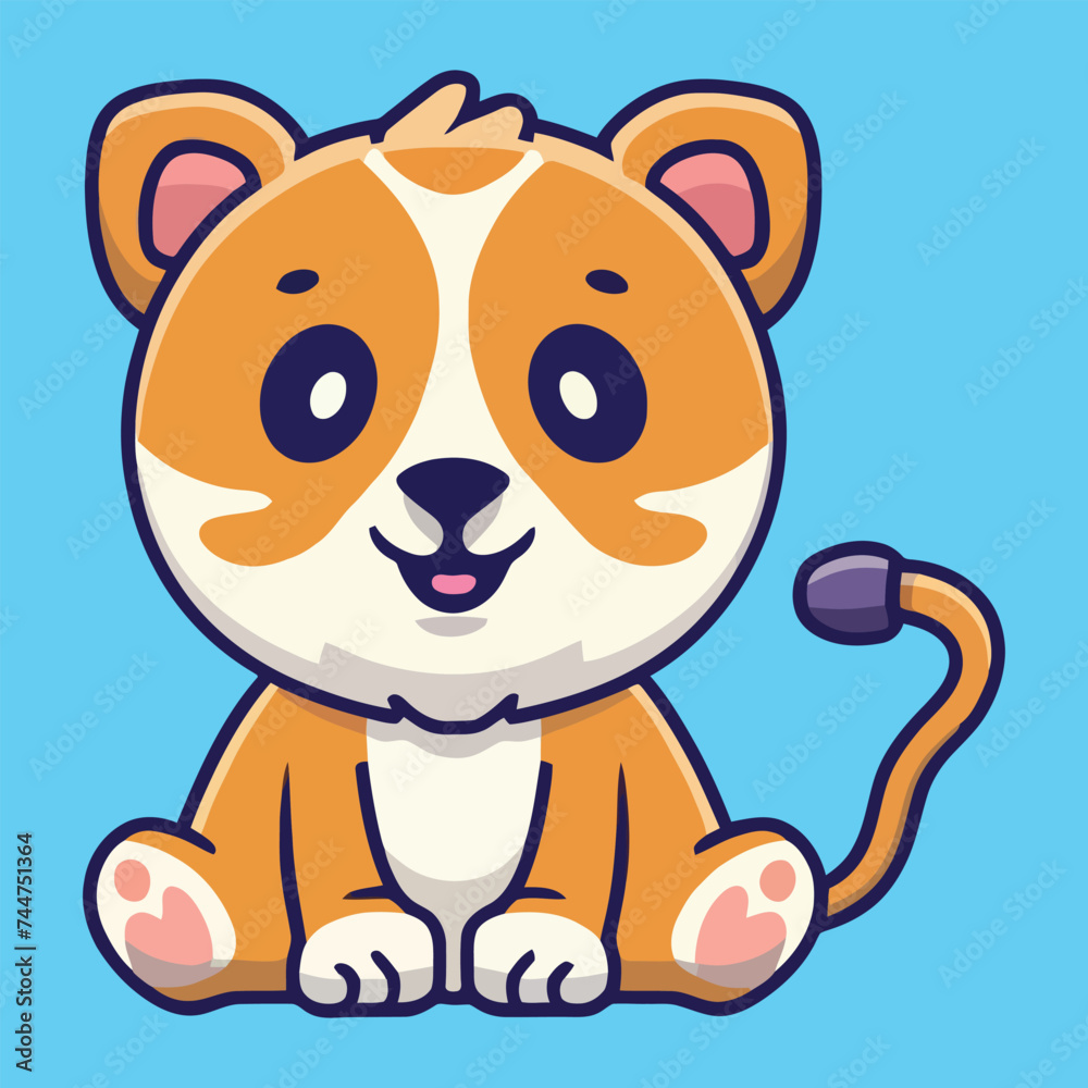 Obraz premium cute cat animal drawing cartoon illustration