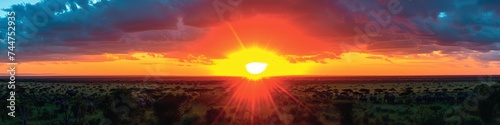Radiant Horizon at Sunset Stretching Across Vast African Plains