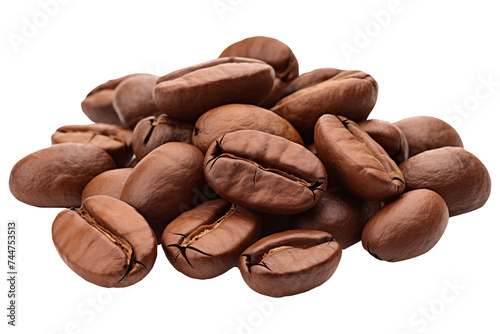 Group or stack of roasted coffee beens PNG Isolated on Transparent and White Background - coffee shop drinks advertising concept - coffee shop banner