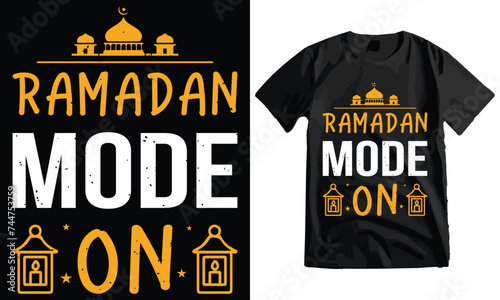 Ramadan mode on shirt, Eid Gift, Funny Fasting Shirt, Ramadan Mubarak Typography T-Shirt