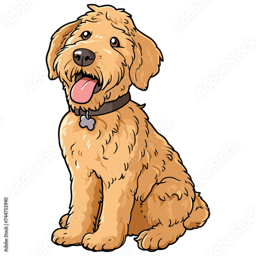 Cute Golden Doodle Dog. Dog portrait, Vector illustration