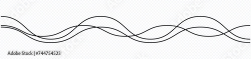 Thin line wavy background. Vector illustration isolated on transparent background