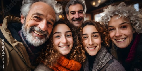 Capturing the Joyful Bonds of a Multigenerational Family in a Selfie. Concept Family Selfie, Multigenerational Bond, Joyful Moments photo