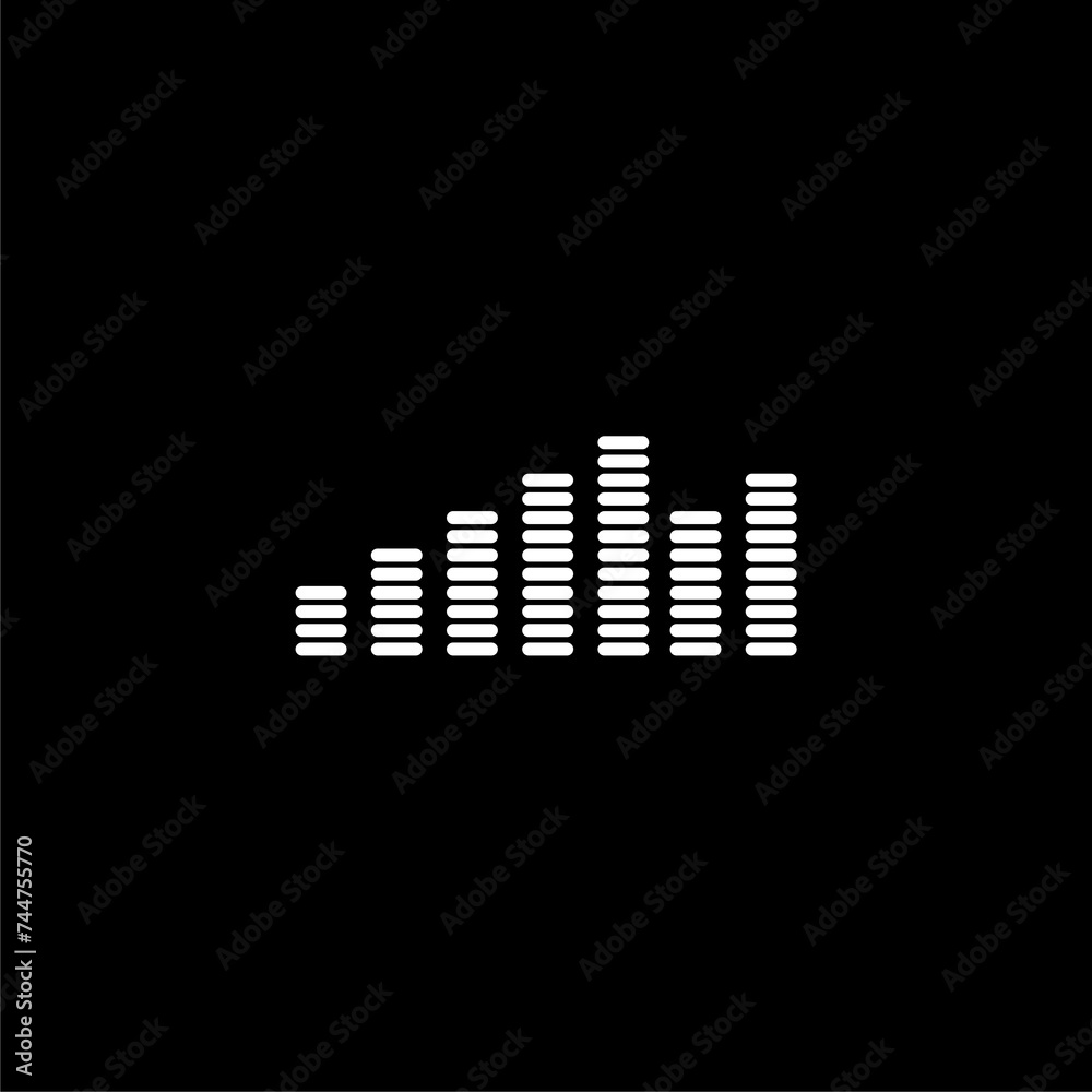 Volume icon. Music adjustment Icon on black background Volume icon. Music adjustment Icon on black background