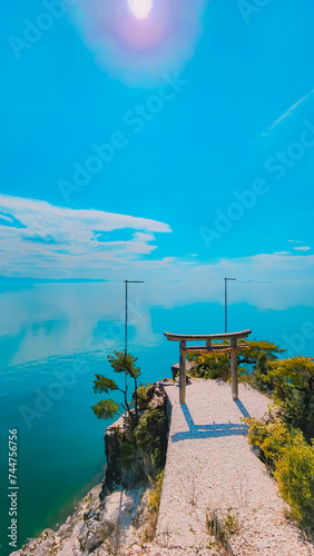 Japanese Torii gate at Chikubu Island photo