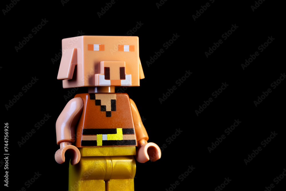 Fototapeta premium LEGO Minecraft Piglin. Mob with Pig face