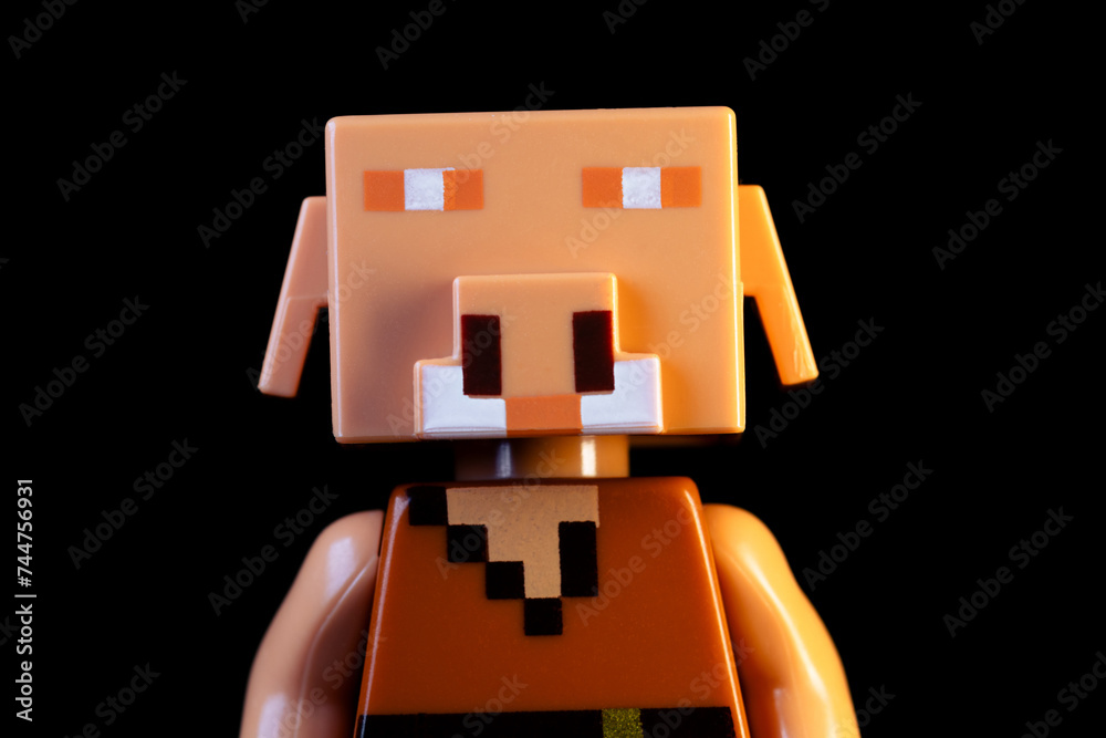 Fototapeta premium LEGO Minecraft Piglin. Mob with Pig face