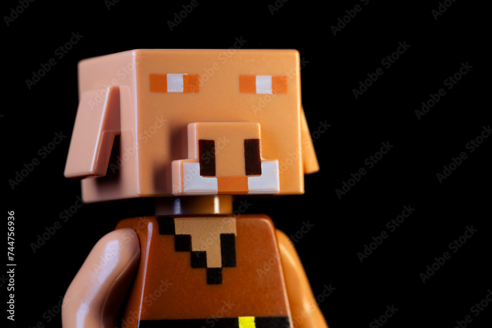 Fototapeta premium LEGO Minecraft Piglin. Mob with Pig face