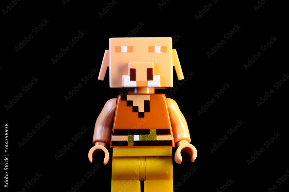 Fototapeta premium LEGO Minecraft Piglin. Mob with Pig face