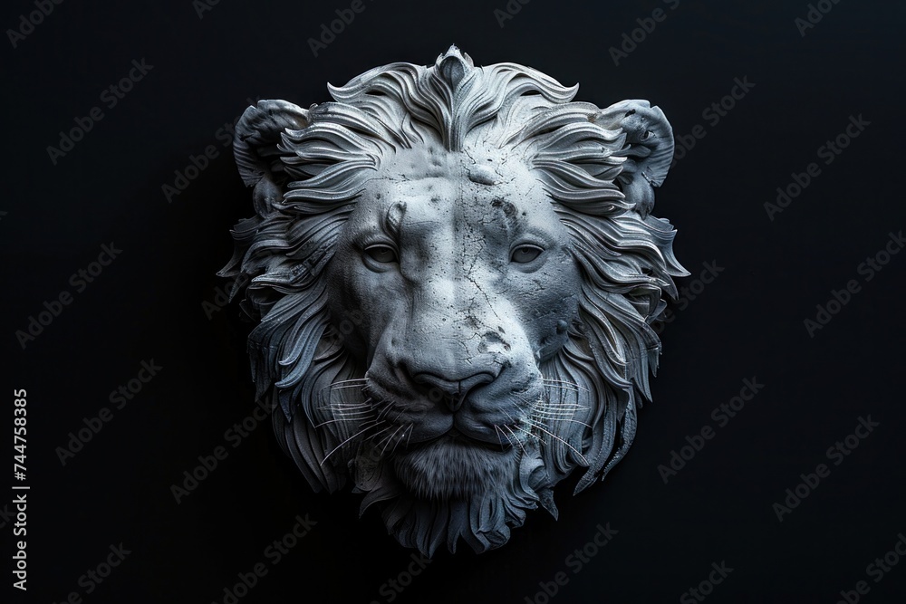 animal, nature, predator, wild, wildlife, ai, background, hunter, jungle, abstract. close up statue portrait of lion in dramatic against black background with enigmatic intense expression via Gen AI. animal, nature, predator, wild, wildlife, ai, background, hunter, jungle, abstract. close up statue portrait of lion in dramatic against black background with enigmatic intense expression via Gen AI.