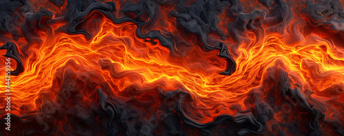 Seamless lava texture with flowing flames, portraying the intensity and heat of a volcanic eruption in a mesmerizing pattern