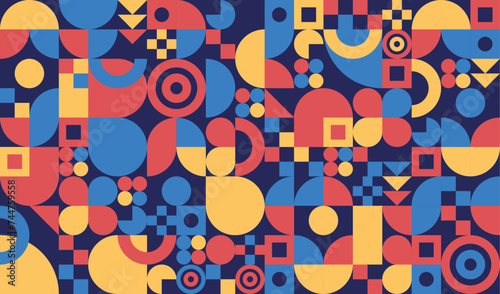 Arrière-plan coloré - Formes abstraites et géométriques - Mosaïque - Éléments vectoriels modifiables - Papier peint mural géométrique - Motifs illustratifs - Design moderne et minimal 