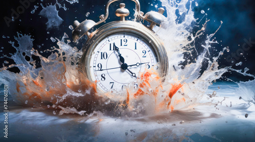 A watch in a splash of water