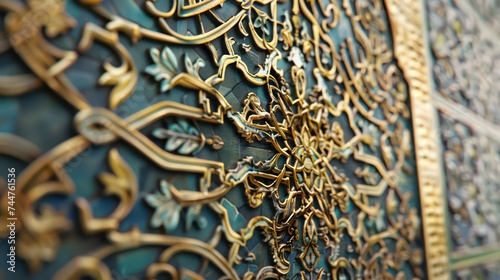 Islamic motifs on mosque wall, Islamic patterns in Arab style, Ancient looking Islamic backgrounds