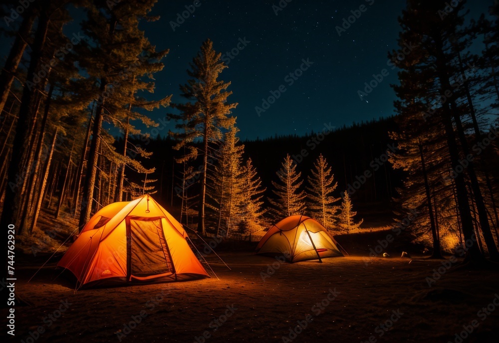 Relaxing in a tent under the stars in the forest. Relaxing in a tent under the stars in the forest.
