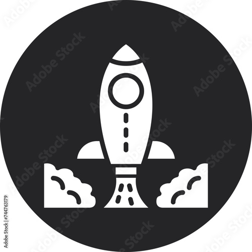 Rocket Glyph Circle Icon