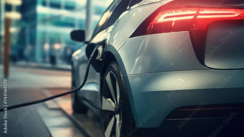 Electric car plugged into a charging station. Suitable for eco-friendly concepts. Electric car plugged into a charging station. Suitable for eco-friendly concepts.