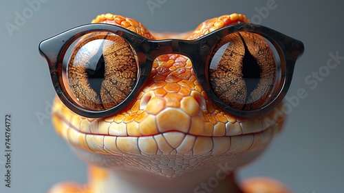 cute cartoon snake with glasses, photorealistic scenes, full frame, --chaos 30 --ar 16:9 --style r