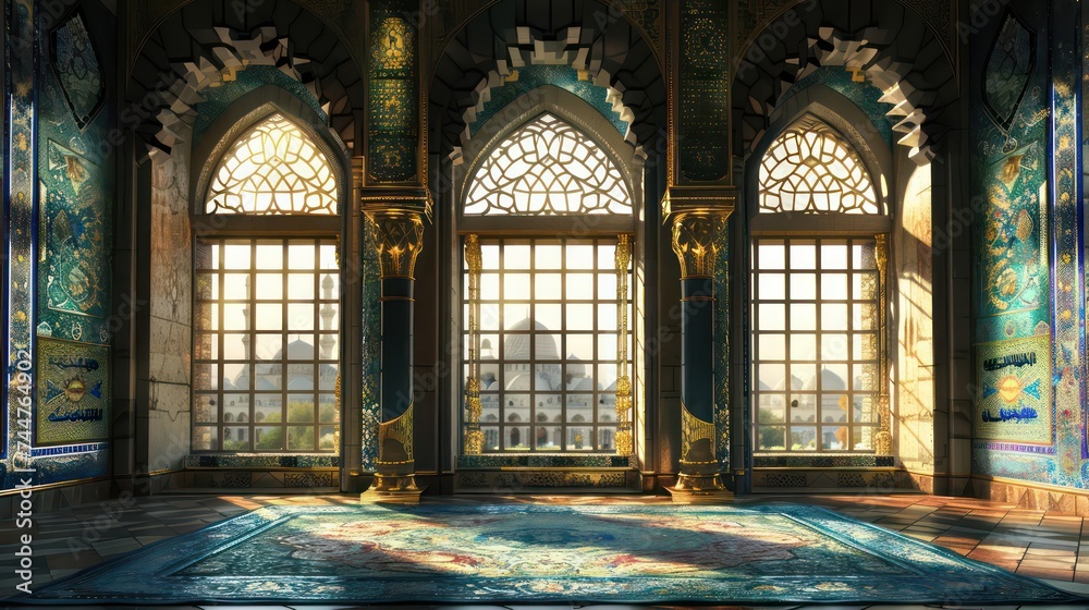 Islamic patterns on mosque wall, mosque view, Islamic backgrounds.