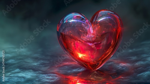 polished stone heart on a dark floor