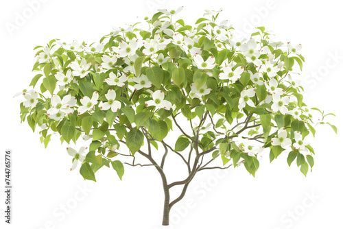 Isolated White Flowering Tree on White Background

