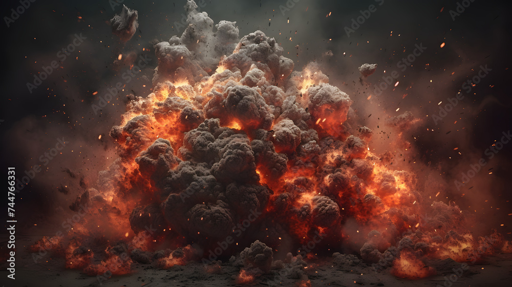  explosion with lava and explosion