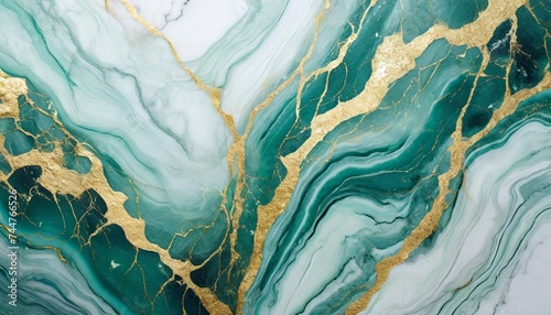 marble background white turquoise green marbled texture with gold veins abstract luxury background for wallpaper banner invitation website illustration photo