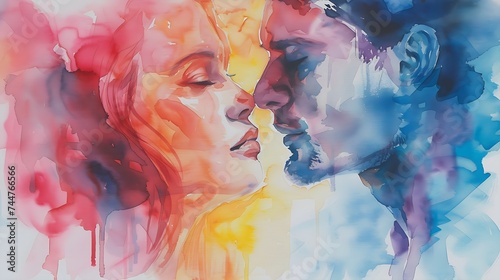 affectionate whisper: a watercolor glimpse of a tender couple © ArtisticALLY