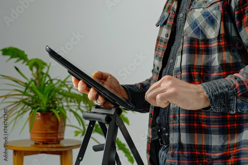 Mature person with tablet, e-reading, digital engagement