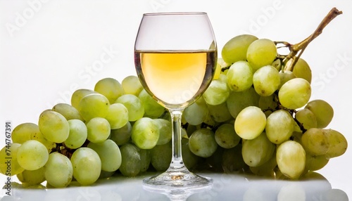 a glass of white wine isolated on white background