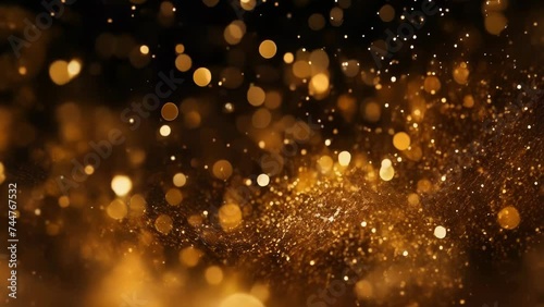 A close up shot of a shimmering gold glitter background. Perfect for adding a touch of glamour to any design.