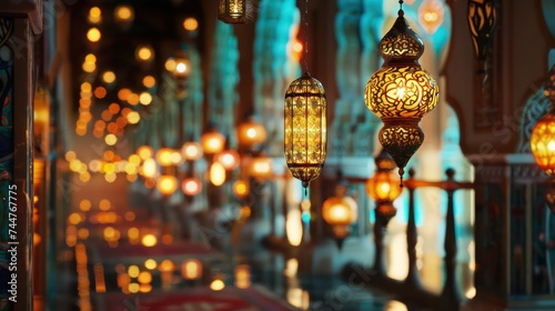 Illuminating lanterns for Eid, Ramzan kareem Islamic backgrounds