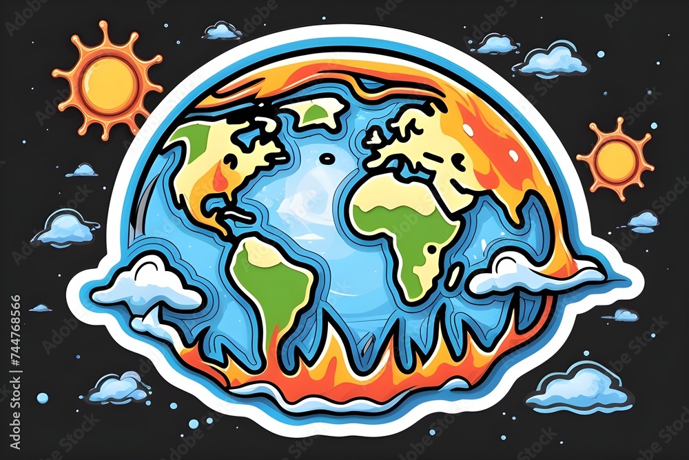 Obraz premium Global Warming Melting and burning the Earth. Global catasrtophe concept illustration.