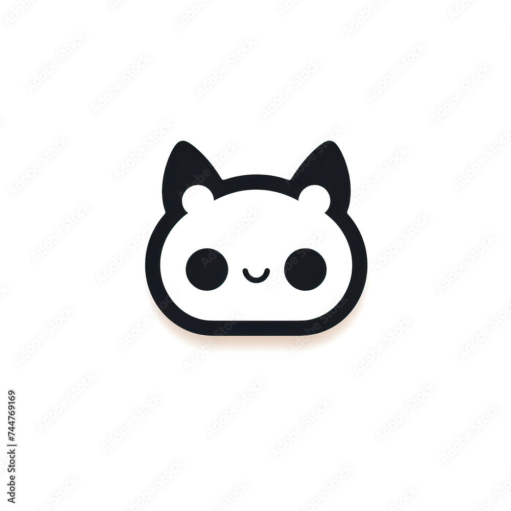 Adorable Minimalist Cat Icon with a Friendly Smile, created with Generative AI technology Adorable Minimalist Cat Icon with a Friendly Smile, created with Generative AI technology