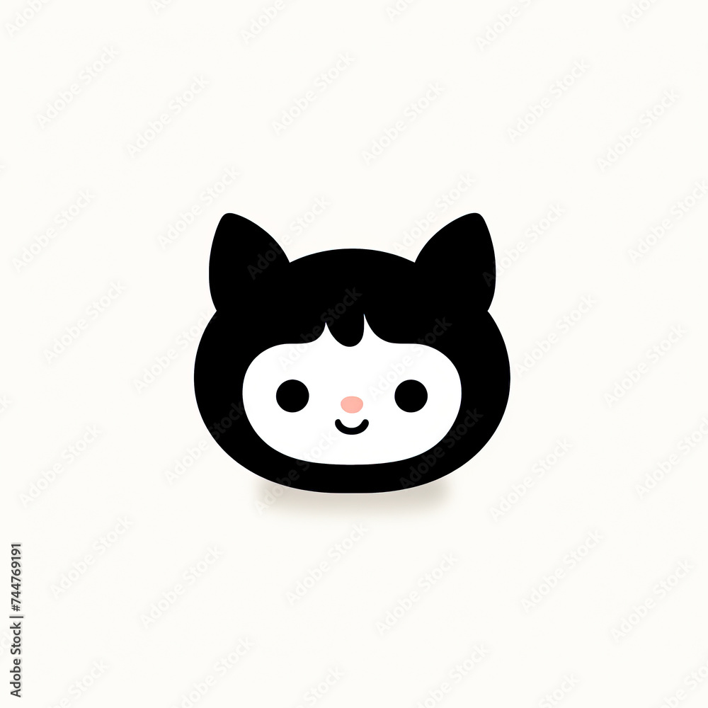 Adorable Minimalist Cat Icon with a Friendly Smile, created with Generative AI technology Adorable Minimalist Cat Icon with a Friendly Smile, created with Generative AI technology