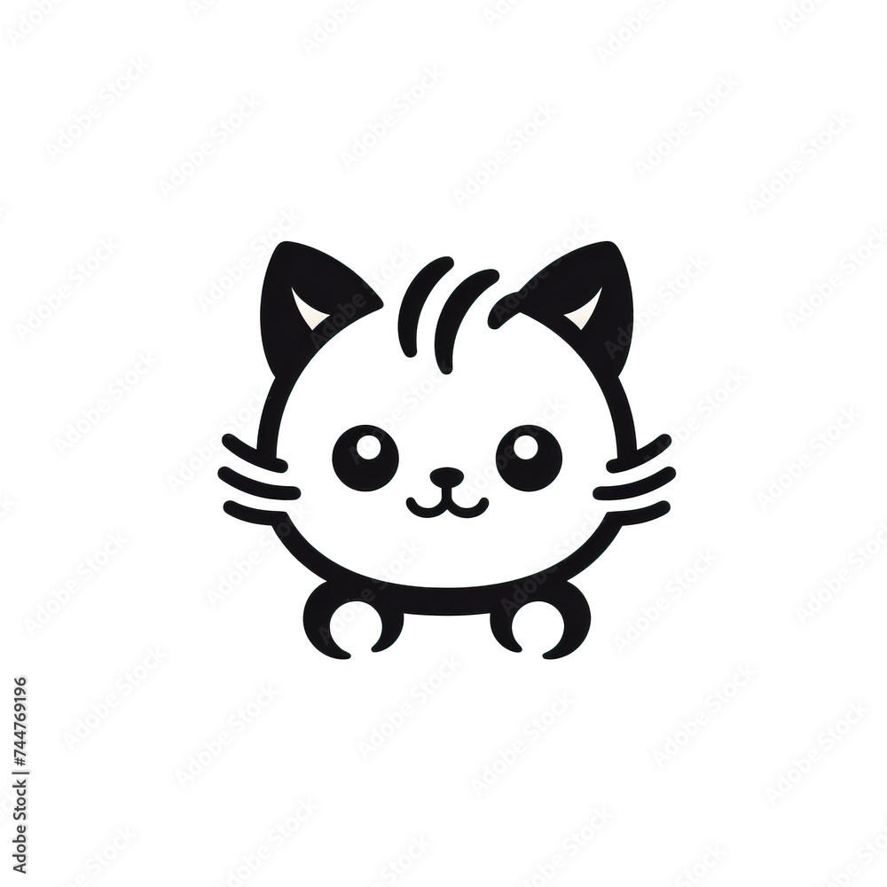 Adorable Minimalist Cat Icon with a Friendly Smile, created with Generative AI technology
