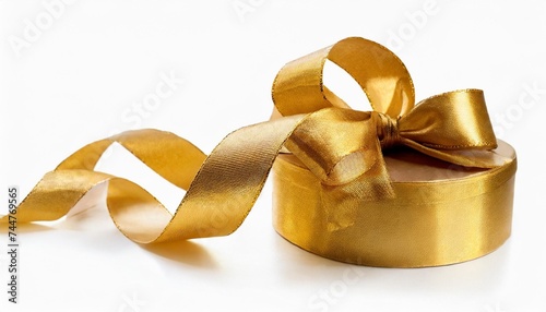 a set of curly gold ribbon for christmas and birthday present isolated against a transparent background